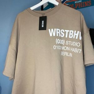 Tan, Oversize, Short Sleeve Sweater, Medium size